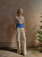 designer Guest in residence Plaited Rib Tank rendered in a delft blue and crafted from a luxurious silk and linen blend 