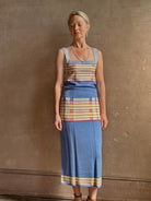 designer Guest in residence Plaited Rib Tank rendered in a delft blue and crafted from a luxurious silk and linen blend 