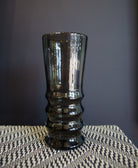 Hand blown glass tulip Vase from North Carolina artist John Shoemaker in modern grey smoke color made in USA