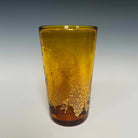 Handblown Yellow Glass Tumbler from North Carolina aritist John Shoemaker with gold leaf and made in USA