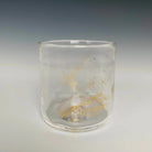 Image of a clear glass with 18k gold hand blown rocks glass made in USA by North Carolina glass artist John Shoemaker