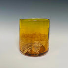 Image of a gold glass with 18k gold hand blown rocks glass made in USA by North Carolina glass artist John Shoemaker