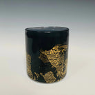 Image of a grey glass with 18k gold hand blown rocks glass made in USA by North Carolina glass artist John Shoemaker