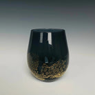 Handblown Stemless black wine Glass from North Carolina aritist John Shoemaker with gold leaf and made in USA