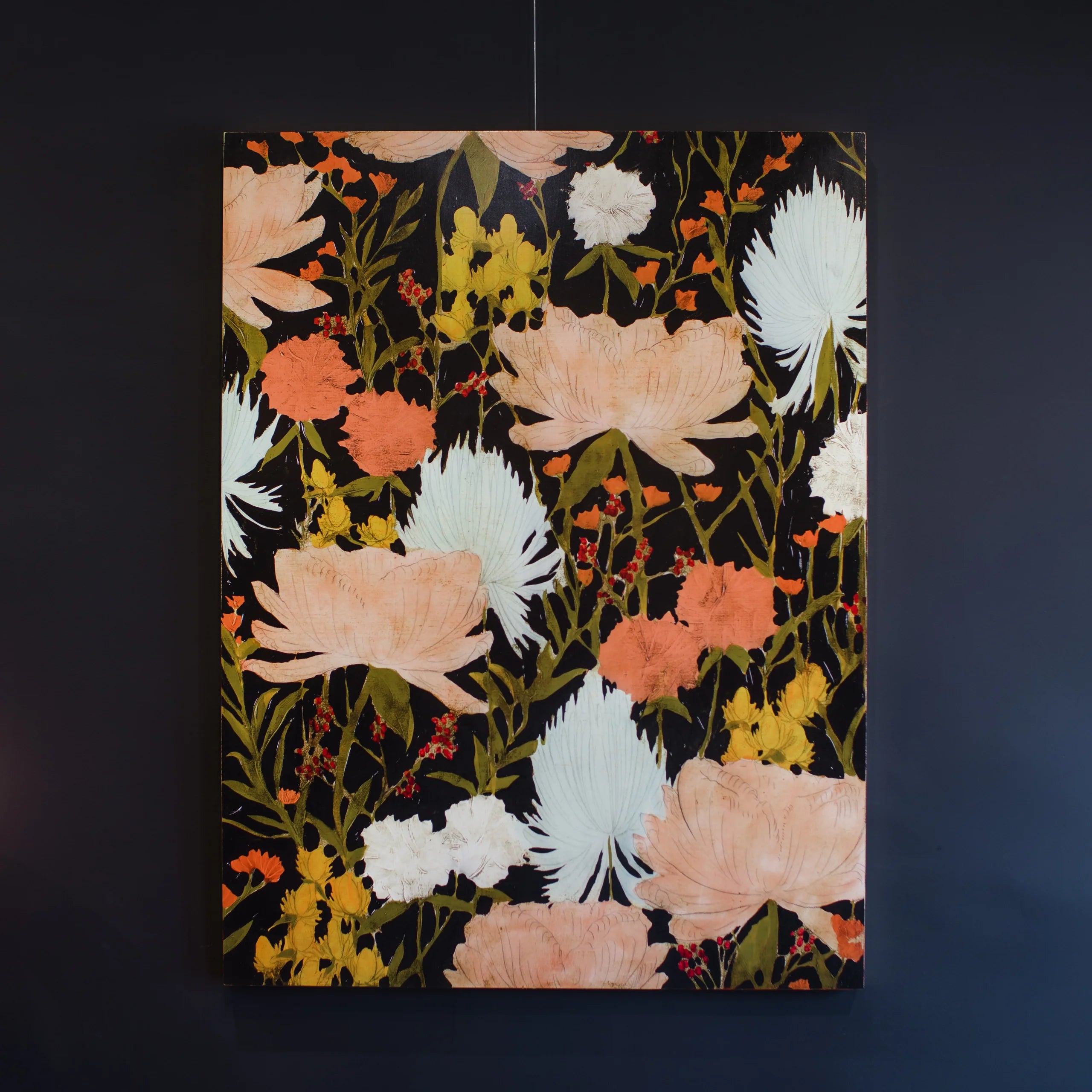 Image of contemporary florals giclee painting with gold leaf by South Carolina fine artist Joseph Bradley 