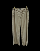 100% cotton Le Superbe werk pant with full length wide leg high rise zip closure and side pocket in green 