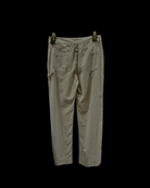 100% cotton Le Superbe werk pant with full length wide leg high rise zip closure and side pocket in green 