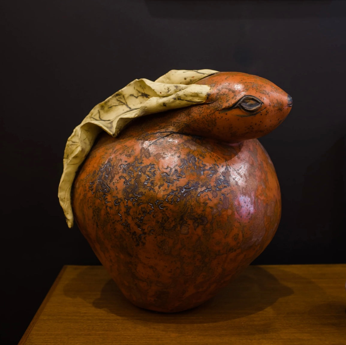 Image featuring North Carolina pottery artist Pam Brewer Fun Bun sculpture with hand built clay of a rabbit 