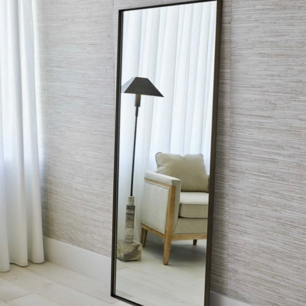 Oversized large Rectangular floating Framed Mirror is a sleek and sophisticated luxury wall mirror with an elegant minimal flat iron frame