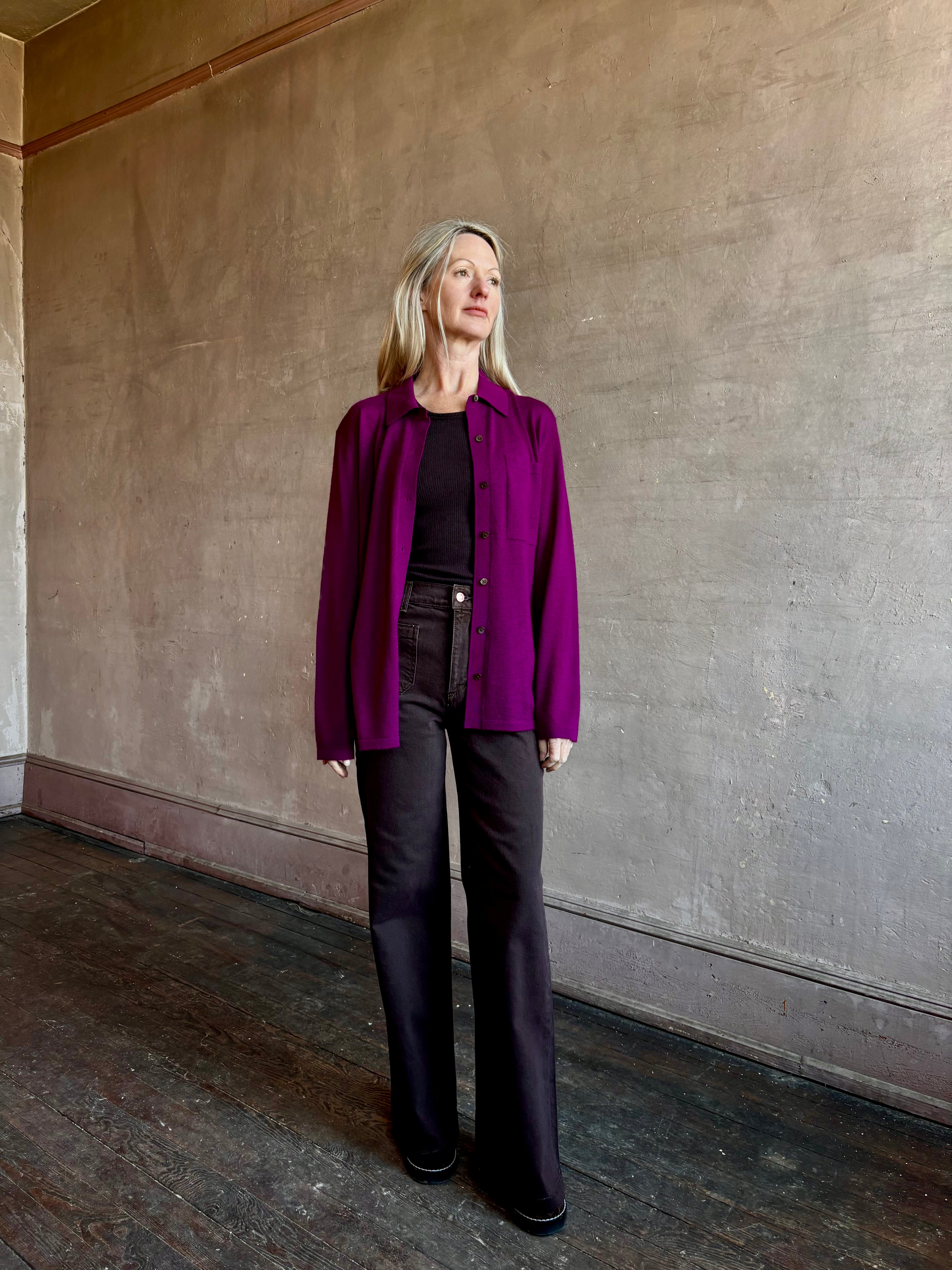 Image of woman wearing essential SABLYN Jameela buttery soft and bra friendly Racerback Tank Top in chocolate brown that's made in USA