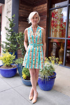 Image of a woman wearing the Saloni Livi Short Linen Dress