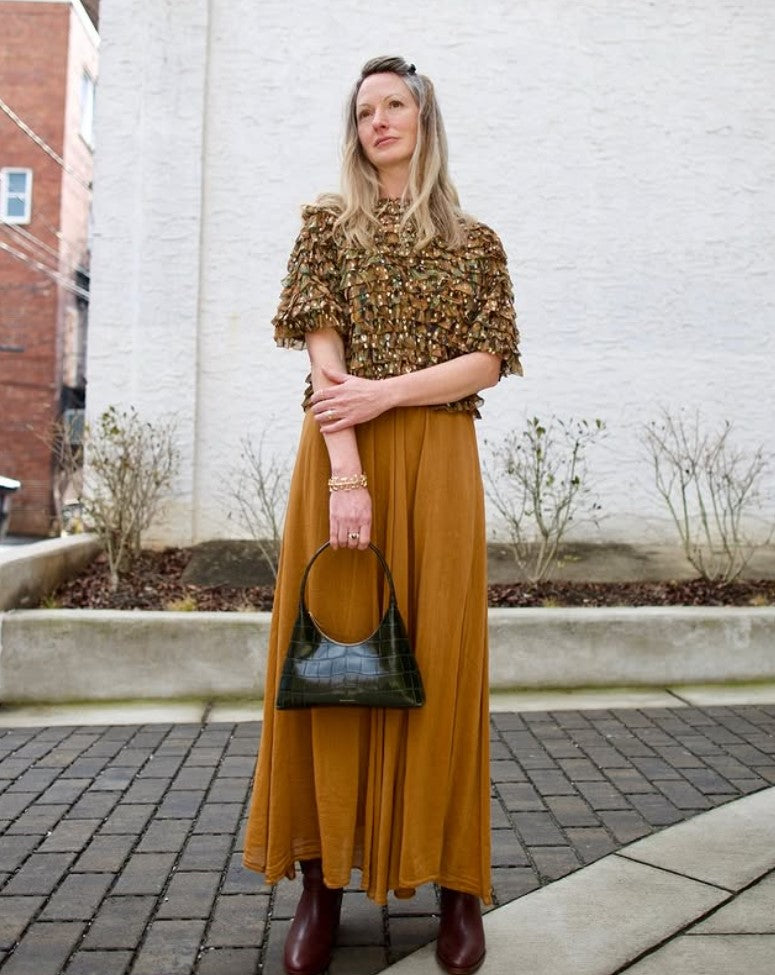 Ulla Johnson Carmella Layered Ruffle Blouse in Tiger’s Eye