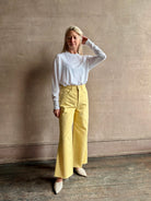 Image of mature woman wearing lightweight TWP from Premium Supima Cotton for exceptional softness with long sleeves and crew neck