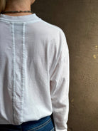 mature woman wearing lightweight TWP from Premium Supima Cotton for exceptional softness with long sleeves and crew neck