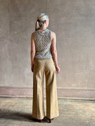 Veronica Beard wide leg khaki Darell pant comfortable stretch high-rise fitted waist cropped length cuffed hemline 