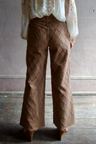 back image of a woman wearing the Veronica Beard Taylor Cropped Jeans in Hazelnut Stone