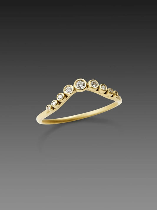 Ananda Khalsa Graduated Curve Diamond Gold Band Ring