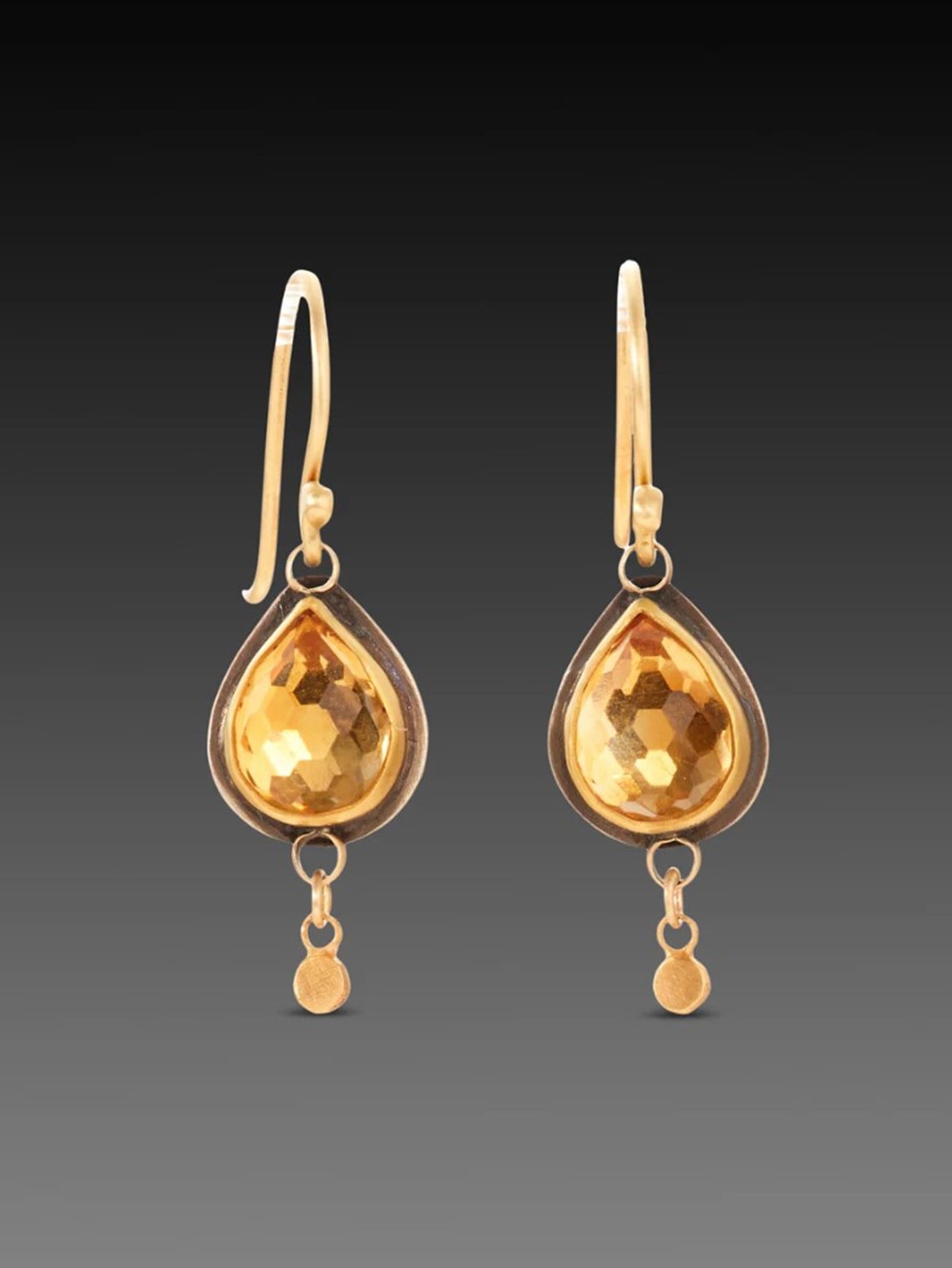 Ananda Khalsa Rosecut Citrine Drop Earrings