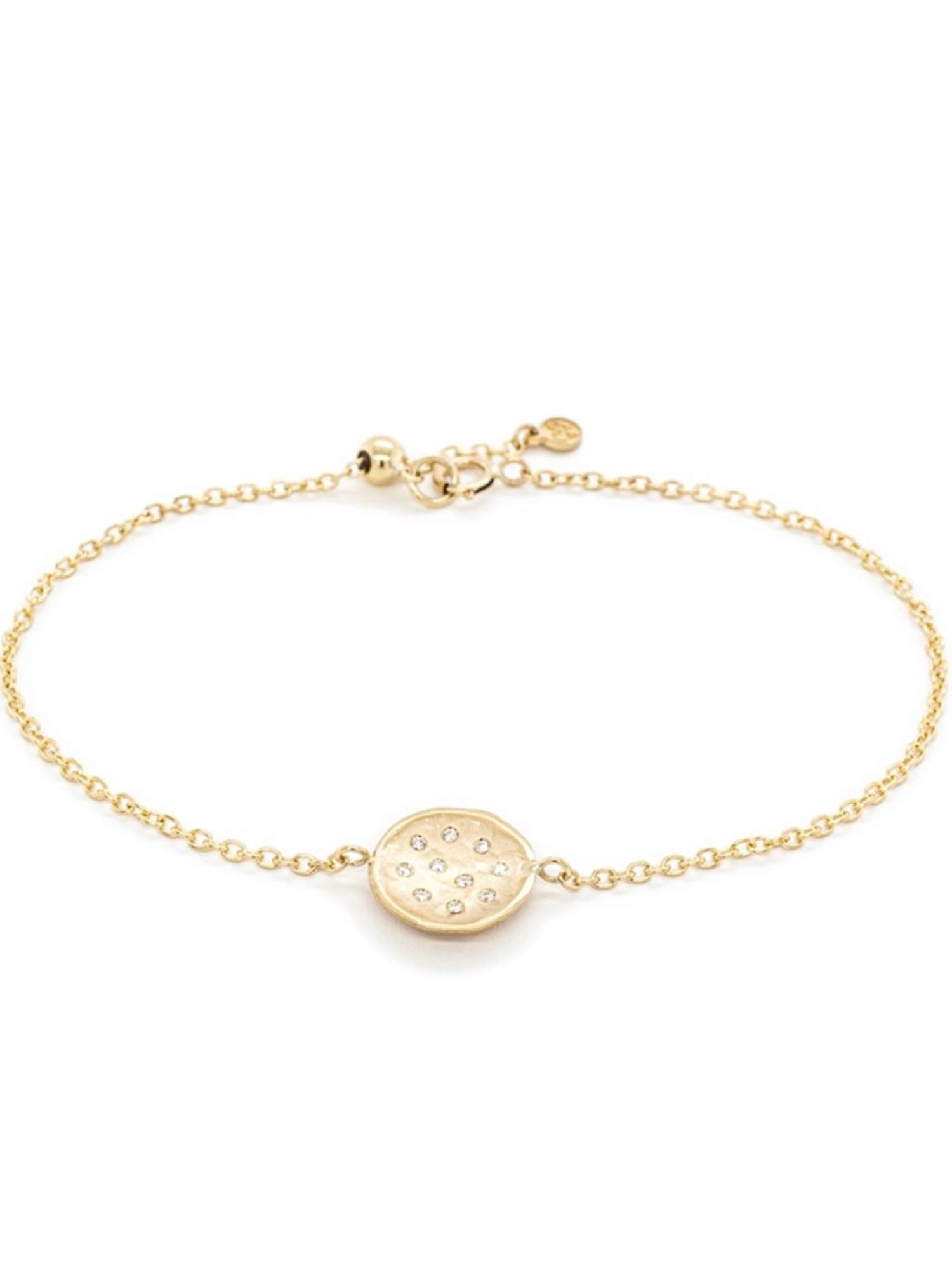 image of the anne sportun diamond spray hammered disc bracelet in solid 18k yellow gold