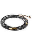 image of the anne sportun three gold accent river wrap bracelet in hematite