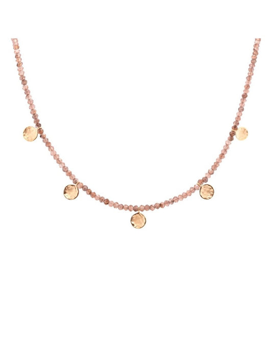 Anne Sportun Wrap Gemstone Mini Hammered Disc Station Necklace