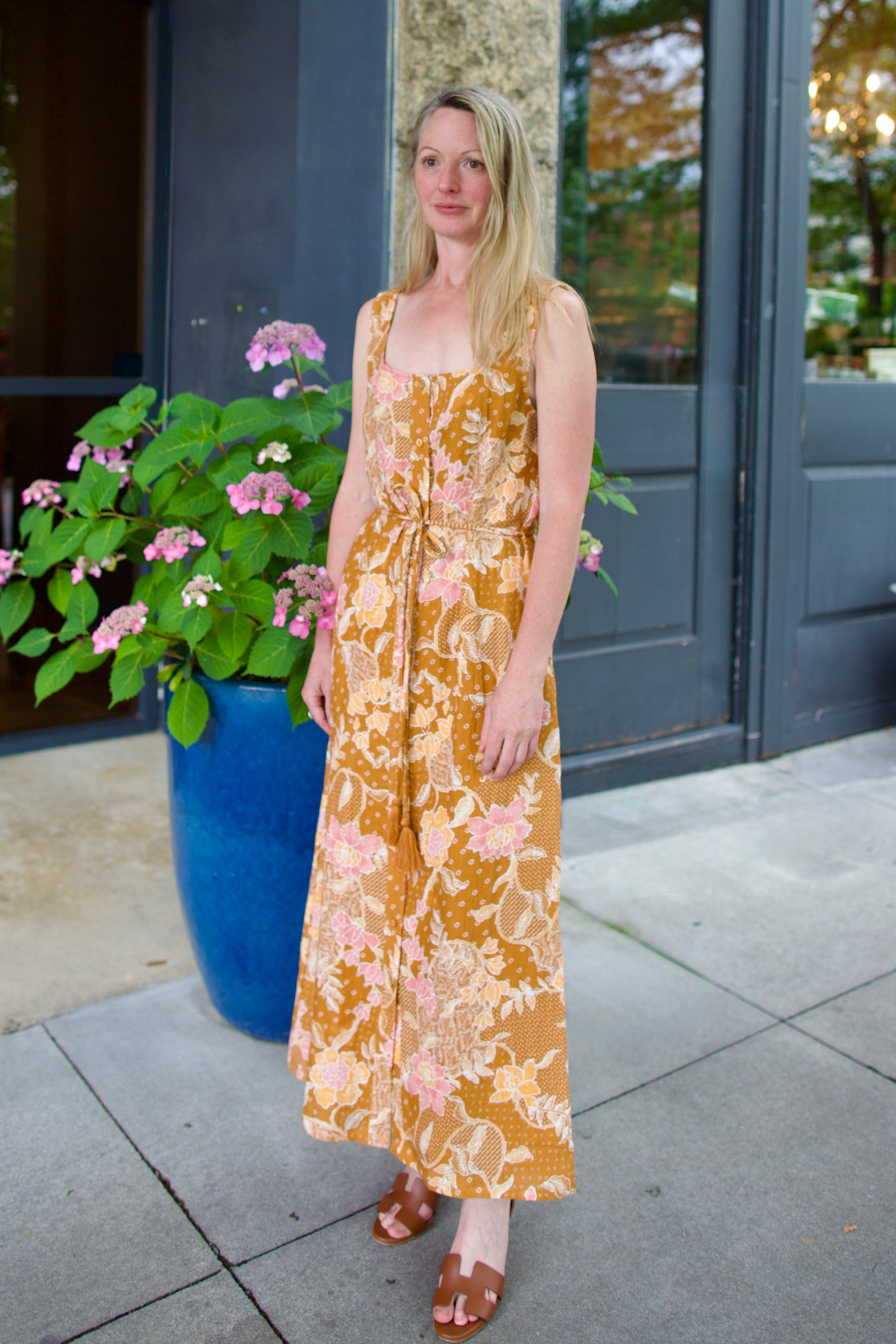 Image of a woman wearing the Hannah Artwear Paloma Dress
