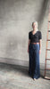 Video reviewing TWP taite navy wide leg full length trouser high rise front seam intigral vent elevated fabric quality