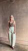 video reviewing SPRWMN camille truffle tank front and back V-necklines in a rolled ege lightweight cashmere