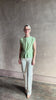 Video reviewing light green white horizontally striped Rachel Comey top  gathered twist waist detail reversable