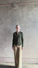 Video reviewing dark green long-sleeve ribbed cotton henley top designer Veronica Beard Cordis v-neck