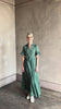 Video reviewing Trovata Martine button-up front cotton poplin green plaid maxi dress short sleeves and lightweight