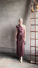 video reviewing Apiece Apart brown comfy jersey cotton maxi dress one shoulder twist tie waist 