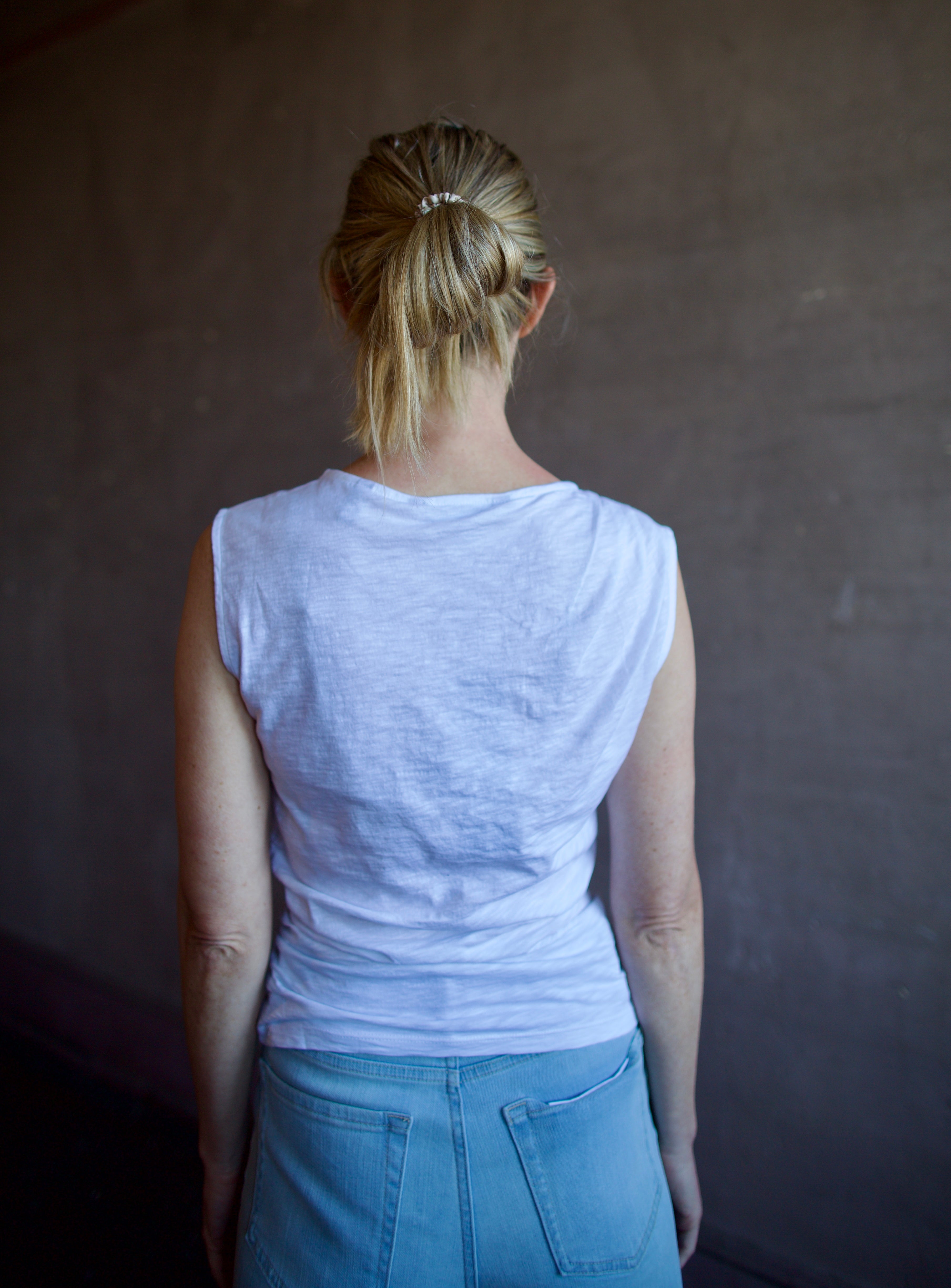 Back image of a woman wearing the Veronica Beard Brody Tee
